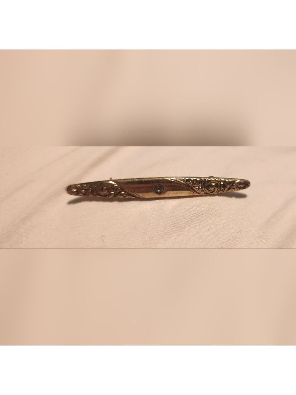 Vintage Avon 1979 Staffordshire Gardens Bar Brooch Pin 2" Gold Tone Crystal